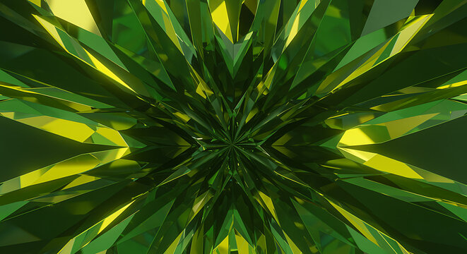 Abstract green geometric crystal background modern wallpaper with triangles