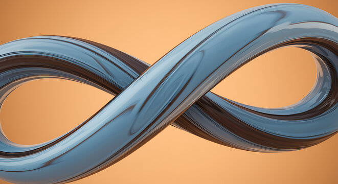 Abstract Infinity Symbol 3D Rendering Over Orange Background for Graphic Design