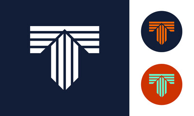 Unique T shape monogram logo template