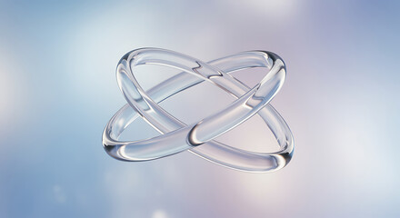 Abstract translucent form intertwined on gradient background for modern design