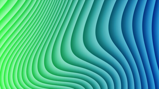 Abstract gradient wavy lines background in blue and green
