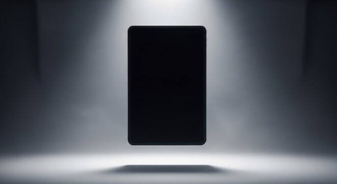 Sleek Tablet Floating in Spotlight - Powered by Adobe