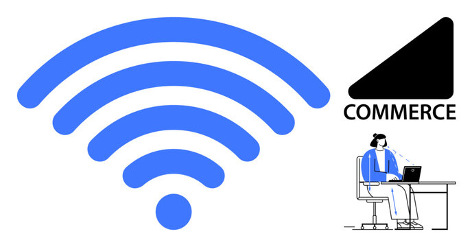 E-commerce concept. wireless signal connectivity in online shopping. E-commerce relies on seamless wireless communication and efficient digital platforms. For retail, technology, communication