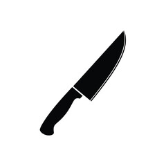 Black chef knife silhouette on white background kitchen 1