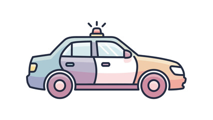Fototapeta premium Stylish Police Car Illustration with Pastel Colors, perfect for graphic design, children's books, or educational materials, conveying a modern and playful aesthetic