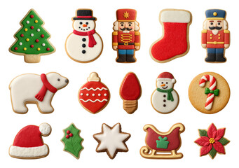 Fototapeta premium PNG Festive holiday cookie assortment, element set on transparent background
