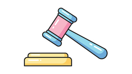 Cute Gavel Illustration for Legal Themes: Download this illustration featuring a gavel, perfect for websites, presentations, and graphics related to law and justice