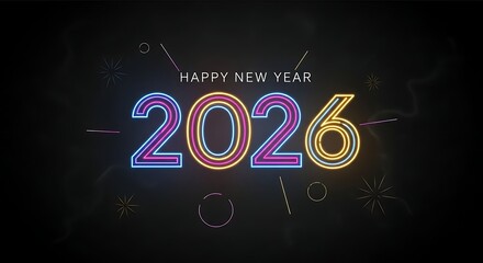 Celebrate the vibrant New Year 2026 with this festive neon design, perfect for posters, invitations, and social media announcements for a fresh start