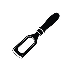 Black chisel tool silhouette on white background wood