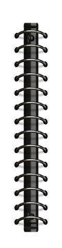 3D rendered black spiral coil binding or ring binder spine, isolated