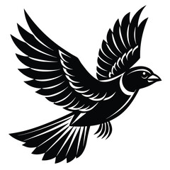 Obraz premium Bird in flight silhouette with spread wings vector illustration for graphic design and creative projects