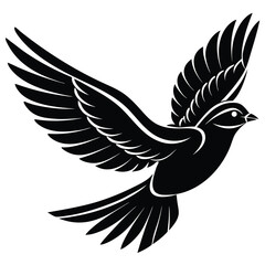 Bird silhouette in flight with spread wings vector illustration for graphic design and creative projects