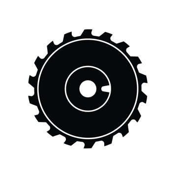 Black circular saw blade with teeth and center hole