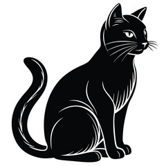 Elegant cat silhouette vector illustration sitting posture with smooth outlines for creative designs