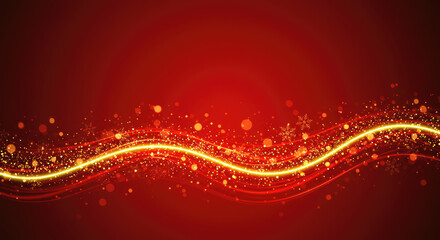 Shining Gold Light Stream with Glitter Particles for Christmas Greeting Card.