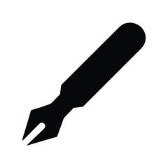 Isolated vector silhouette drawing of a single sharp black pencil tool object