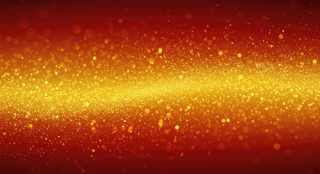 Festive Celebration Backdrop with Golden Glitter and Magic Light Trails on Red.