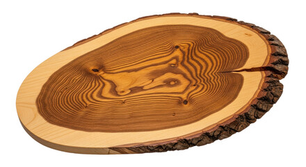 Cross section of a tree trunk isolated PNG, showing growth rings and bark, natural wood slice on transparent background, organic material for crafts