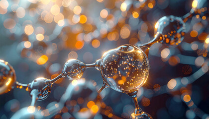 Molecular Structure: Close-up of intricate molecular structure, illuminated by captivating bokeh.