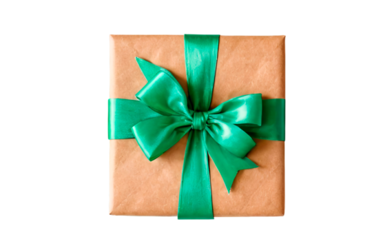  gift box with green ribbon
