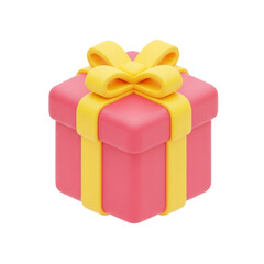 Festive 3D Gift Box with Yellow Ribbon, Perfect for Celebrations and Special Occasions