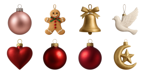 PNG Festive Christmas ornament collection, element set on transparent background