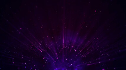 Abstract purple light streaks and particles rising in dark space background - Powered by Adobe