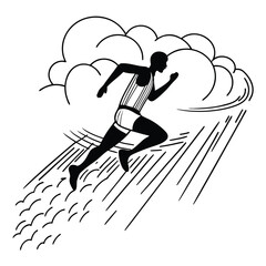 Dynamic running athlete silhouette vector illustration for sports fitness and competition designs
