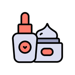 Cream, serum, lotion color icon. Cosmetics container or jar symbol. Skin care, body and face skin, moisturizer cream, lotion, serum. Vector isolated illustration.