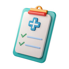 Obraz premium 3d rendered medical clipboard with blue cross and checkmarks isolated on transparent background