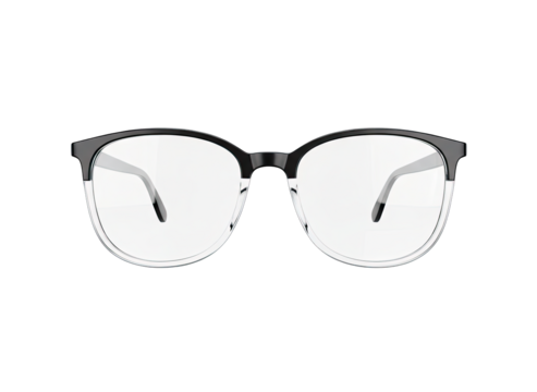 Modern Eyeglasses With Clear Lenses and Black Frames on a Transparent Background Offering a Clean and Minimalist Aesthetic