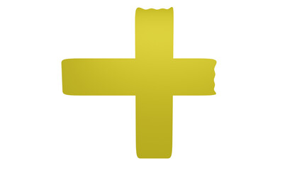 Fototapeta premium golden plus icon and golden tape on white background and golden cross isolated on white background