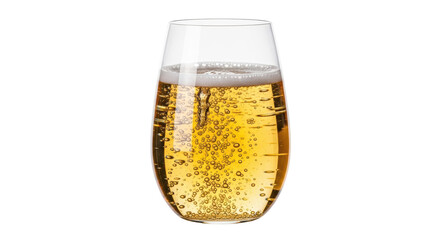 Refreshing golden beer in a glass isolated PNG, bubbly alcoholic drink on transparent background for celebration and party themes