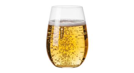 Refreshing golden beer in a glass isolated PNG, bubbly alcoholic drink on transparent background for celebration and party themes
