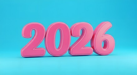 Pink number balloons 2026 isolated on white background