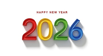 Colorful balloons forming the year 2026 happy new year isolated on white background