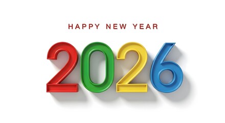 Colorful 3d numbers 2026 isolated on white background