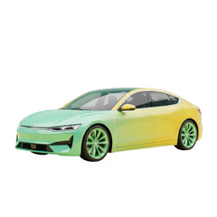 Naklejka premium Sleek modern electric sedan with a gradient paint job isolated on transparent background