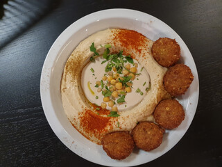 hummus and falafel traditional middle eastern food AI generated