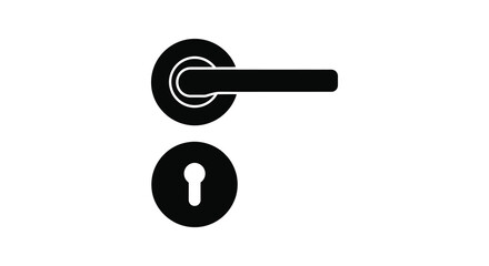 Door handle and keyhole silhouette on white background for design projects silhouette