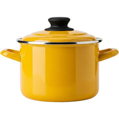 Shiny Yellow Enamel Stock Pot Kitchenware Cooking Pot Food Preparation Cookware Utensil on transparent background