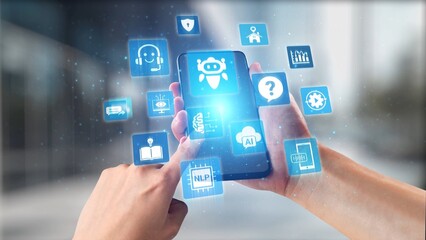 AI Virtual Assistant Artificial Intelligence Chatbot Controlled by Prompt Engineering for Explainable Generative AI information and LLM Deep Learning Technology for Smart Business Work Support. Spire