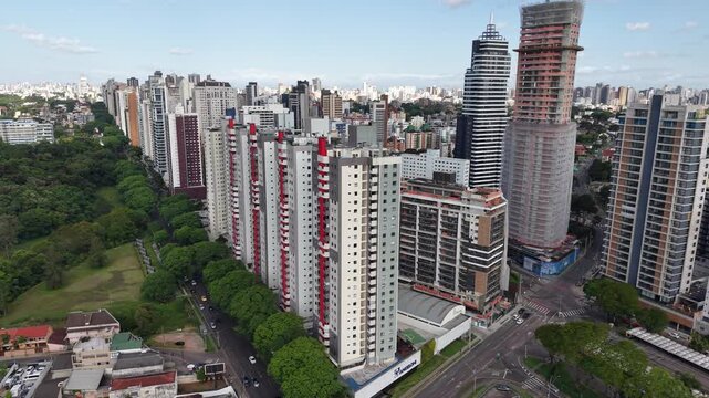 Vista de Drone, Curitiba, Paran&aacute;, Brasil. 