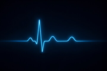 Blue Glowing ECG Line on Dark Background