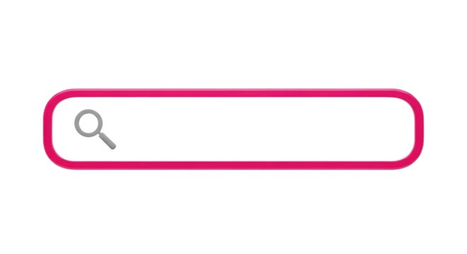 Search bar with magnifying glass isolated PNG, pink frame for website interface and user experience design element - Powered by Adobe