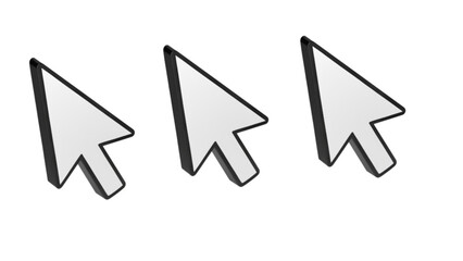 3d Click pointer cursor arrow icon on white background