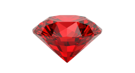 Shiny red ruby gemstone isolated PNG, precious stone for jewelry design and luxury concepts on transparent background