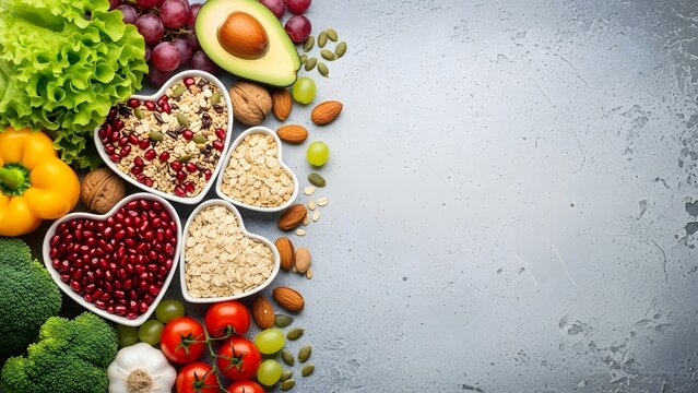 Healthy eating with fresh vegetables fruits and legumes