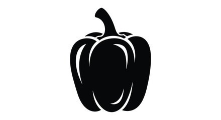 Simple black and white bell pepper vegetable silhouette