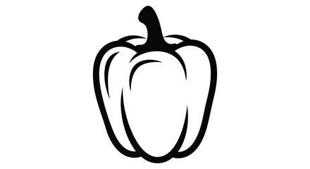 Simple black and white bell pepper illustration vegetable silhouette